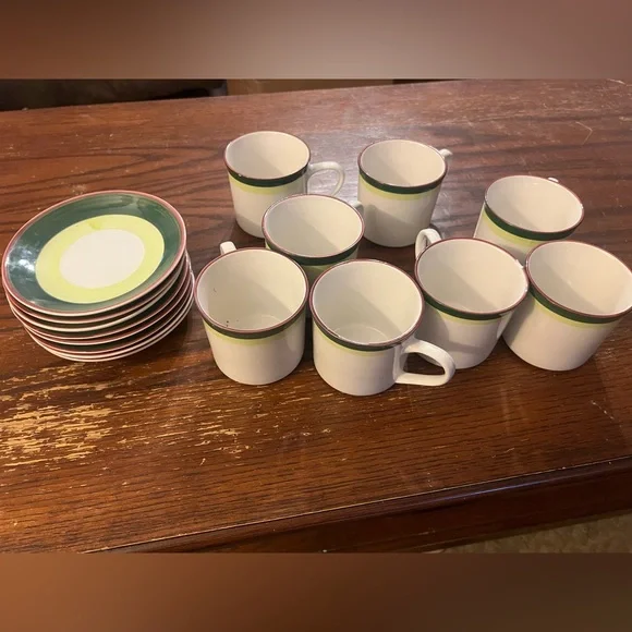 Gibson Green and Pink Cup and Saucer Set - Picture 2 of 2